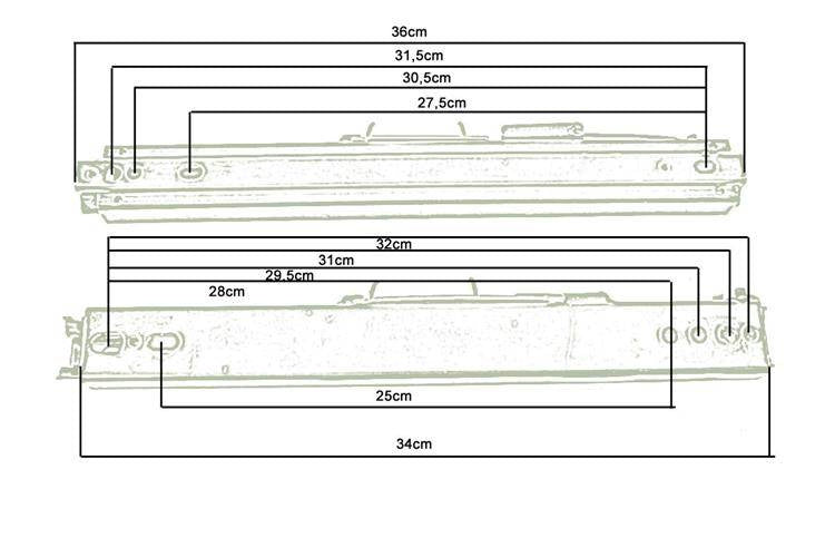 Seat rails universal double adjustable 365mm