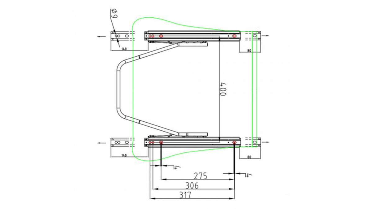 Seat rails universal double adjustable 400mmAdjustable rails for sports seats