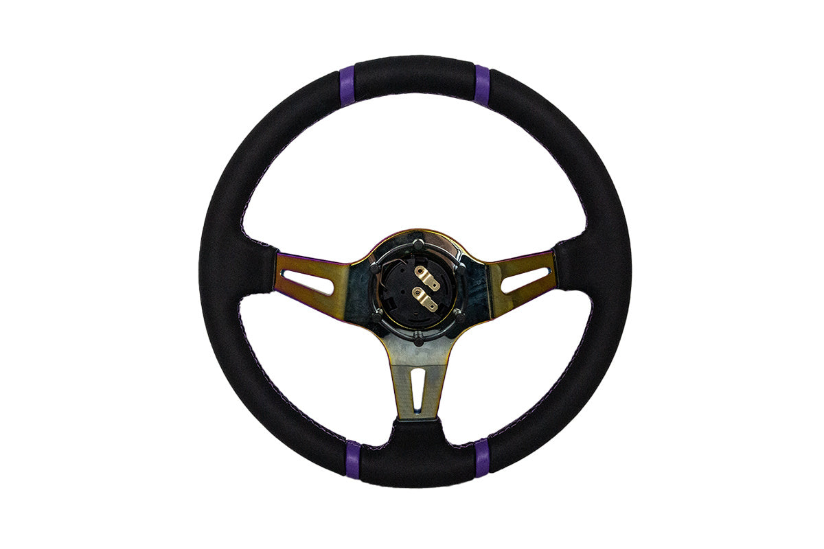 Steering wheel Slide 350mm offset:90mm leather NeoChrome