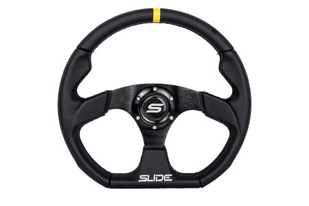 Steering wheel Slide 350mm offset:25mm leather yellow