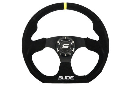 Steering wheel Slide 350mm offset:25mm suede yellow