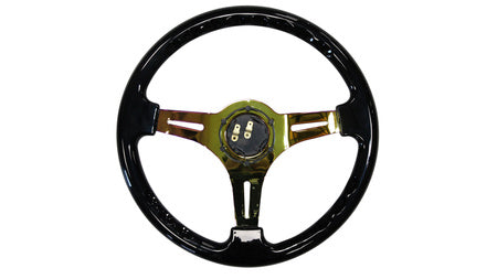 Steering wheel Slide 350mm offset:30mm NeoChrome wood black