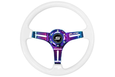 Steering wheel Slide 350mm offset:30mm NeoChrome wood white