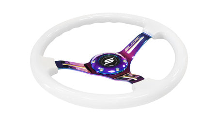 Steering wheel Slide 350mm offset:30mm NeoChrome wood white