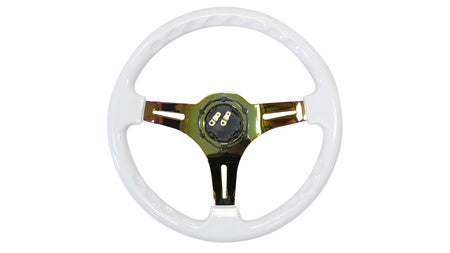 Steering wheel Slide 350mm offset:30mm NeoChrome wood white