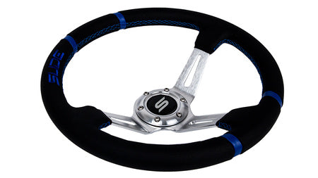 Steering wheel Slide 350mm offset:90mm leather blue