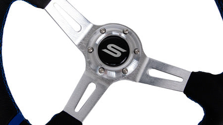 Steering wheel Slide 350mm offset:90mm leather blue