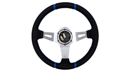 Steering wheel Slide 350mm offset:90mm leather blue