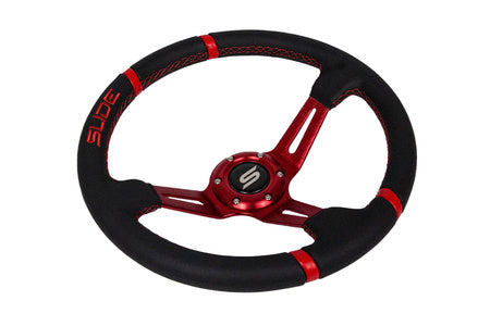 Steering wheel Slide 350mm offset:90mm leather red