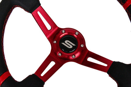 Steering wheel Slide 350mm offset:90mm leather red