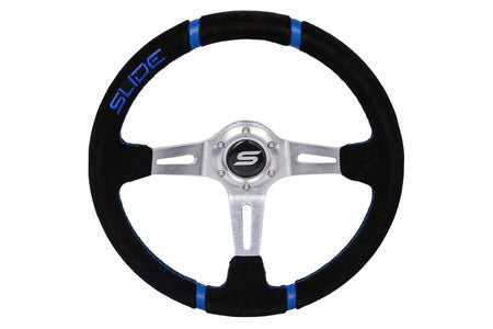 Steering wheel Slide 350mm offset:90mm suede blue