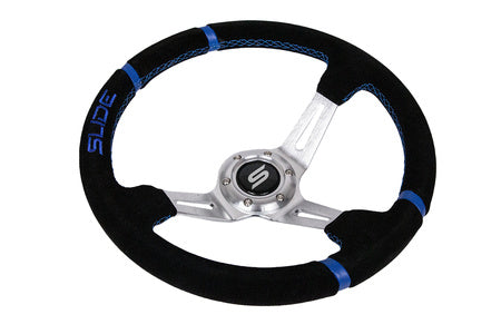 Steering wheel Slide 350mm offset:90mm suede blue