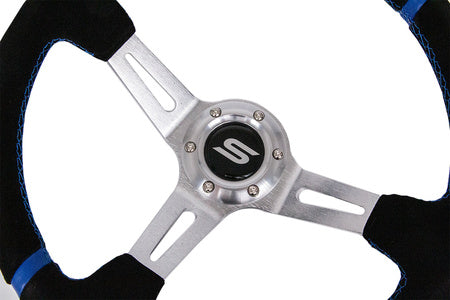Steering wheel Slide 350mm offset:90mm suede blue