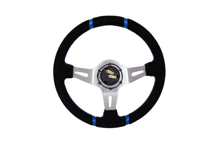 Steering wheel Slide 350mm offset:90mm suede blue