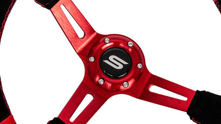 Steering wheel Slide 350mm offset:90mm suede red