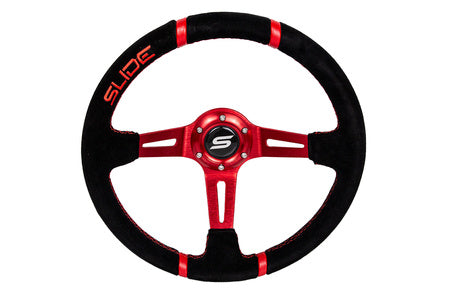 Steering wheel Slide 350mm offset:90mm suede red