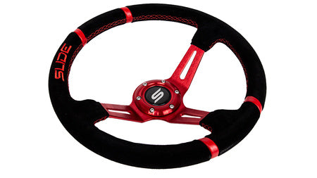 Steering wheel Slide 350mm offset:90mm suede red