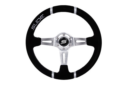 Steering wheel Slide 350mm offset:90mm suede silver