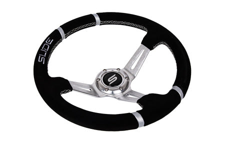 Steering wheel Slide 350mm offset:90mm suede silver