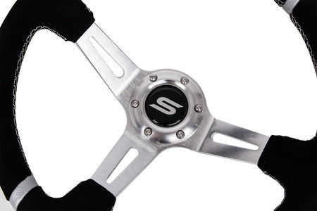 Steering wheel Slide 350mm offset:90mm suede silver