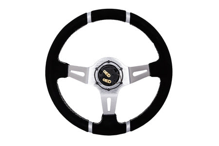 Steering wheel Slide 350mm offset:90mm suede silver